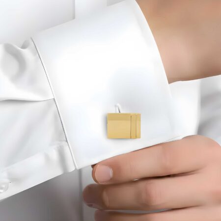 Επίχρυσα Ορθογώνια Μανικετόκουμπα 925