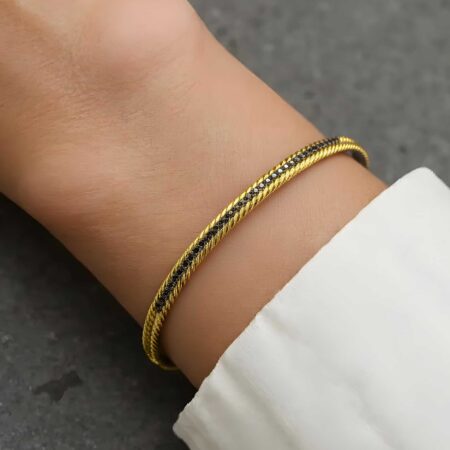 Επίχρυσο Βραχιόλι Χειροπέδα 925 Oxyde