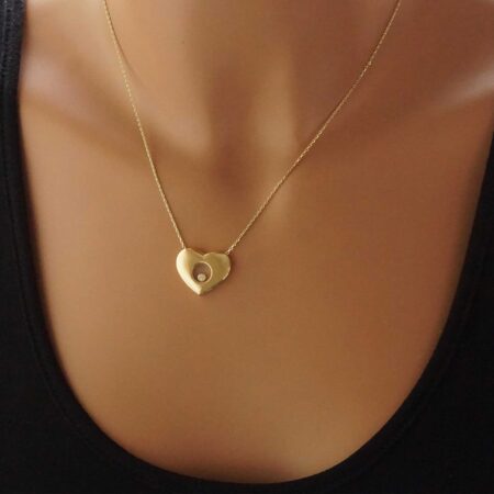 Γυναικείο Κρεμαστό Καρδιά Με Ζιργκόν 14Κ