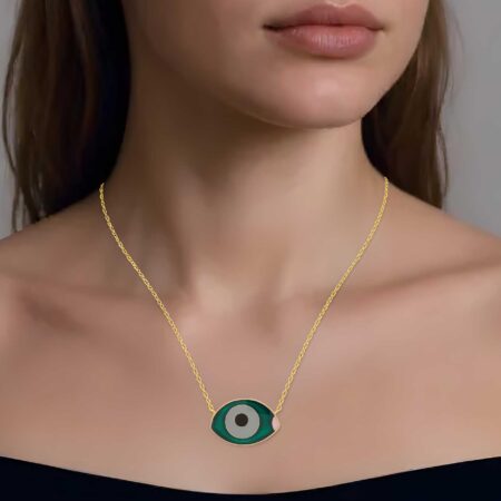 Κολιέ Με Γκρι Μάτι Επίχρυσο 925