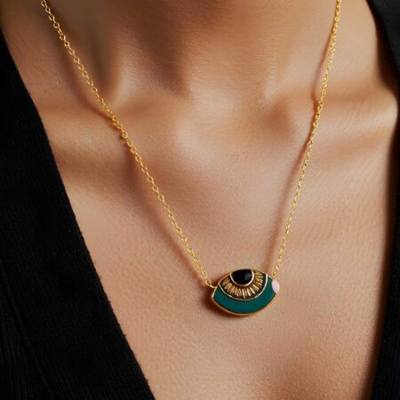 Κολιέ Με Καφέ Μάτι Επίχρυσο 925 Και Σμάλτο