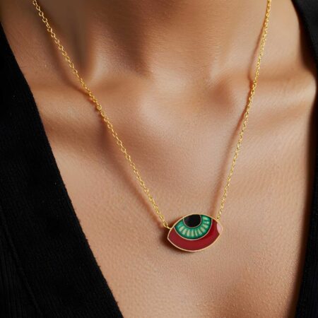 Κολιέ Με Κόκκινο Μάτι Επίχρυσο 925 Και Σμάλτο
