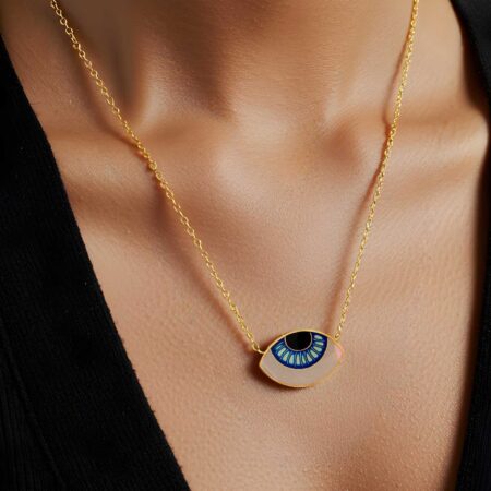 Κολιέ Με Μπλε Μάτι Επίχρυσο 925 Με Σμάλτο