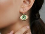 Κρεμαστά Σκουλαρίκια Με Μάτι Πράσινο Ασήμι 925