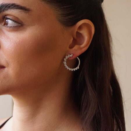 Κρίκοι Με Ζιργκόν Πέτρες Λευκές Από Ασήμι 925