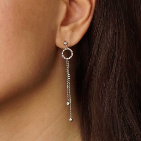 Λευκόχρυσα Κρεμαστά Σκουλαρίκια 18Κ Κύκλος