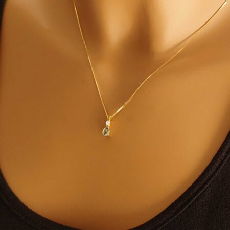 Μενταγιόν Aquamarine Με Διαμάντι Σε Χρυσό 18 Καράτια