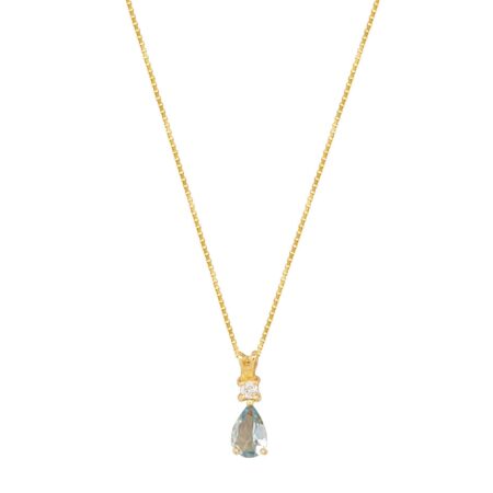 Μενταγιόν Aquamarine Με Διαμάντι Σε Χρυσό 18 Καρατίων