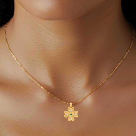 Μενταγιόν Χρυσό 14Καράτια Διπλής Όψης Με Ζιργκόν Πέτρες