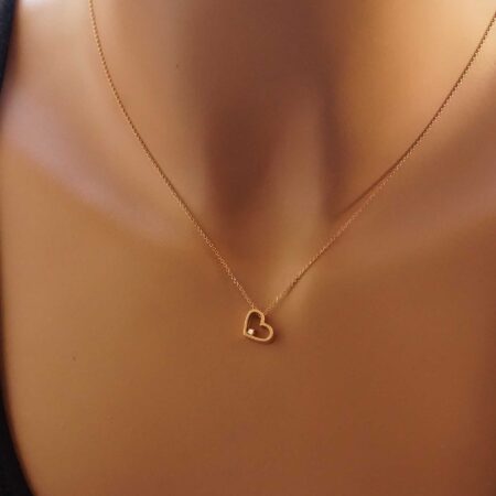 Μενταγιόν Καρδιά Με Αλυσίδα Μπριγιάν 18Κ