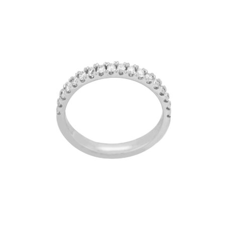 Μισόβερο Δαχτυλίδι Με Διαμάντια Σε Λευκόχρυσο 18Κ