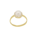 Ροζέτα Δαχτυλίδι Χρυσό 18Κ Με Μαργαριτάρια Και Διαμάντια