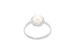 Ροζέτα Δαχτυλίδι Λευκόχρυσο 18Κ Με Μαργαριτάρι Και Διαμάντια