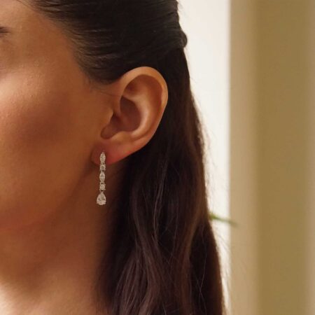 Σκουλαρίκια Ασημένια Με Δάκρυ Κρεμαστά Ζιργκόν 925