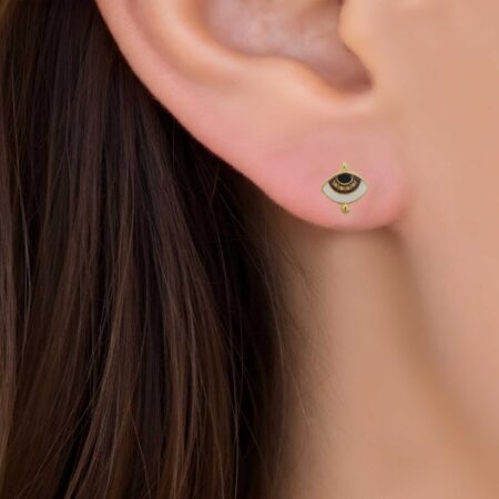 Σκουλαρίκια Μάτια Καφέ Καρφωτά Με Σμάλτο 925