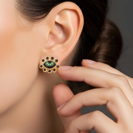 Σκουλαρίκια Μάτια Πράσινα 925 Με Σμάλτο