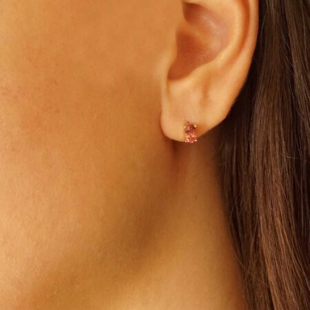 Σκουλαρίκια Με Ροζ Πέτρα Τουρμαλίνη Σε Χρυσό 18 Καράτια