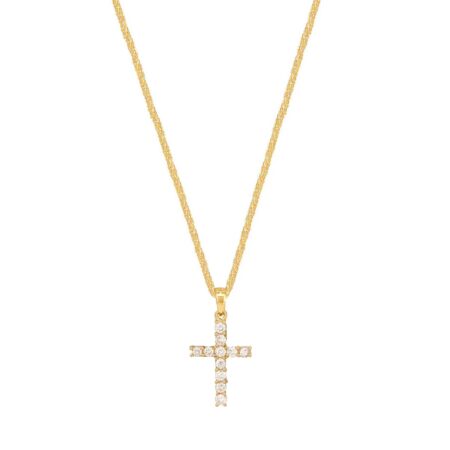 Σταυρός Χρυσός Γυναικείος Με Διαμάντια Και Αλυσίδα 18Κ