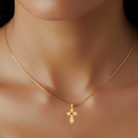 Σταυρός Διπλής Όψης Με Ζιργκόν Πέτρες Σε Χρυσό 14 Καράτια