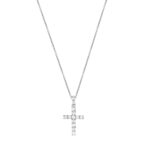 Σταυρός Λευκόχρυσος Με Διαμάντια Και Αλυσίδα 18Κ