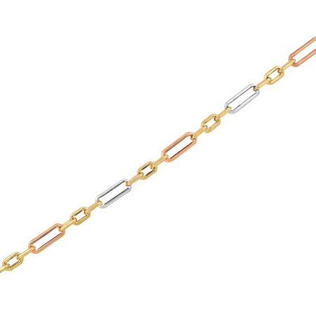 Βραχιόλι Τρίχρωμη Αλυσίδα 14Κ