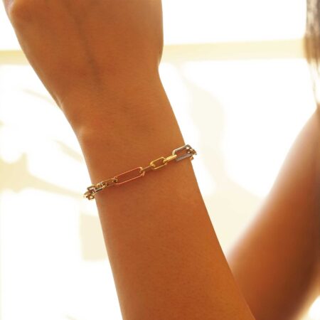 Βραχιόλι Τρίχρωμη Αλυσίδα14Κ Ρόζ Χρυσό