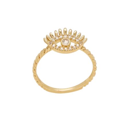 Χρυσό Δαχτυλίδι Ματάκι 14Κ Με Πέτρες Ζιργκόν