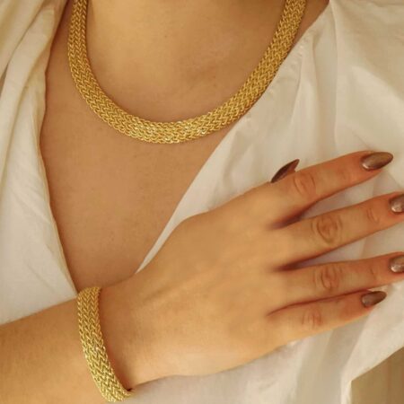 Χρυσό Γυναικείο Κολιέ Με Πλέξη 14 Καράτια