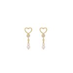 Επίχρυσα Σκουλαρίκια Κρεμαστά Με Καρδιά Σε Ασήμι 925