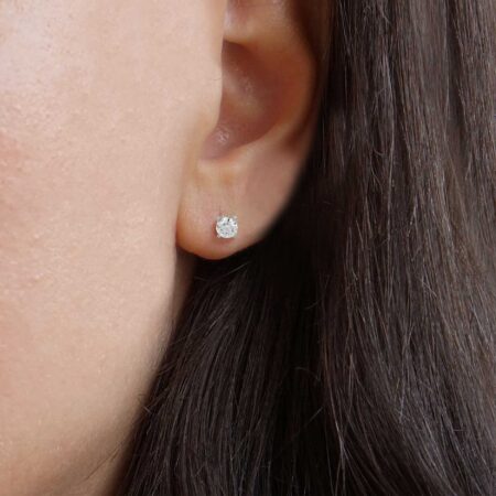 Λευκόχρυσα Σκουλαρίκια Μονόπετρα 18 Καράτια