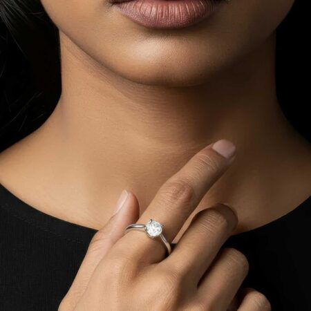 Λευκόχρυσο Μονόπετρο 18Καράτια Με Διαμάντι