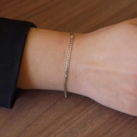 Λευκόχρυσο Βραχιόλι Αλυσίδα Gourmet 14 Καρατίων