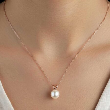 Ροζ Χρυσό Μενταγιόν Με Μαργαριτάρι 14 Καράτια