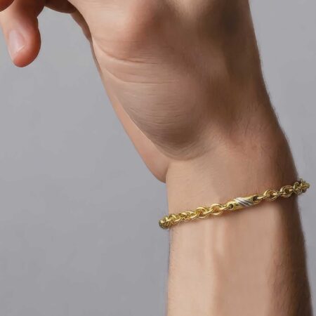 Δίχρωμο Ανδρικό Βραχιόλι Επιχρυσωμένο Σε Ασήμι 925