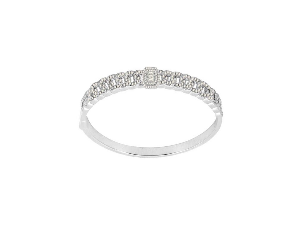 Ασημένια Χειροπέδα Βραχιόλι 925 Με Ζιργκόν Πέτρες