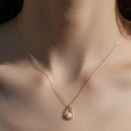 Χρυσό Μενταγιόν Μονόπετρο 9 Καράτια