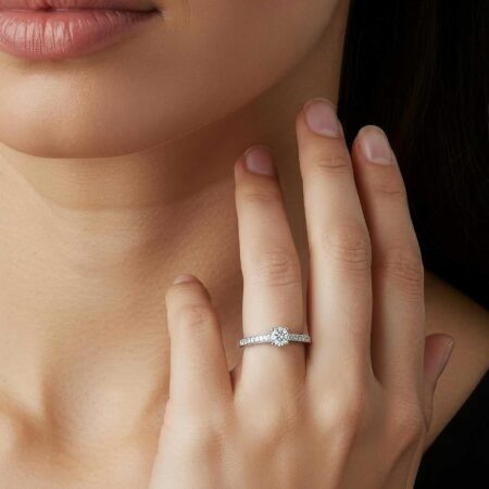 Δαχτυλίδι Με Μπριγιάν Λευκόχρυσο 18 Καράτια