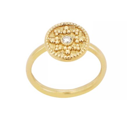 Δαχτυλίδι Χρυσό Με Διαμάντι Σε Στρογγυλό Μοτίφ 18Κ