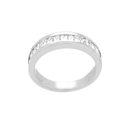 Δαχτυλίδι Μισόβερο Λευκόχρυσο 18Κ Με Διαμάντια