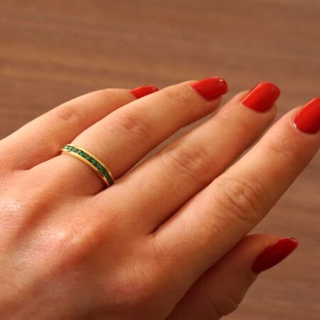 Δαχτυλίδι Μισόβερο Με Σμαράγδια Σε Χρυσό 18 Καράτια