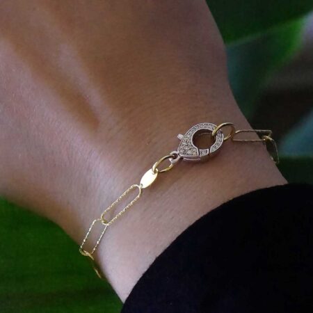 Επίχρυσο Βραχιόλι Αλυσίδα Με Κρίκους Και Ζιργκόν Από Ασήμι 925