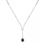 Κρεμαστό Κολιέ Με Ζαφείρι Και Διαμάντια 18Κ