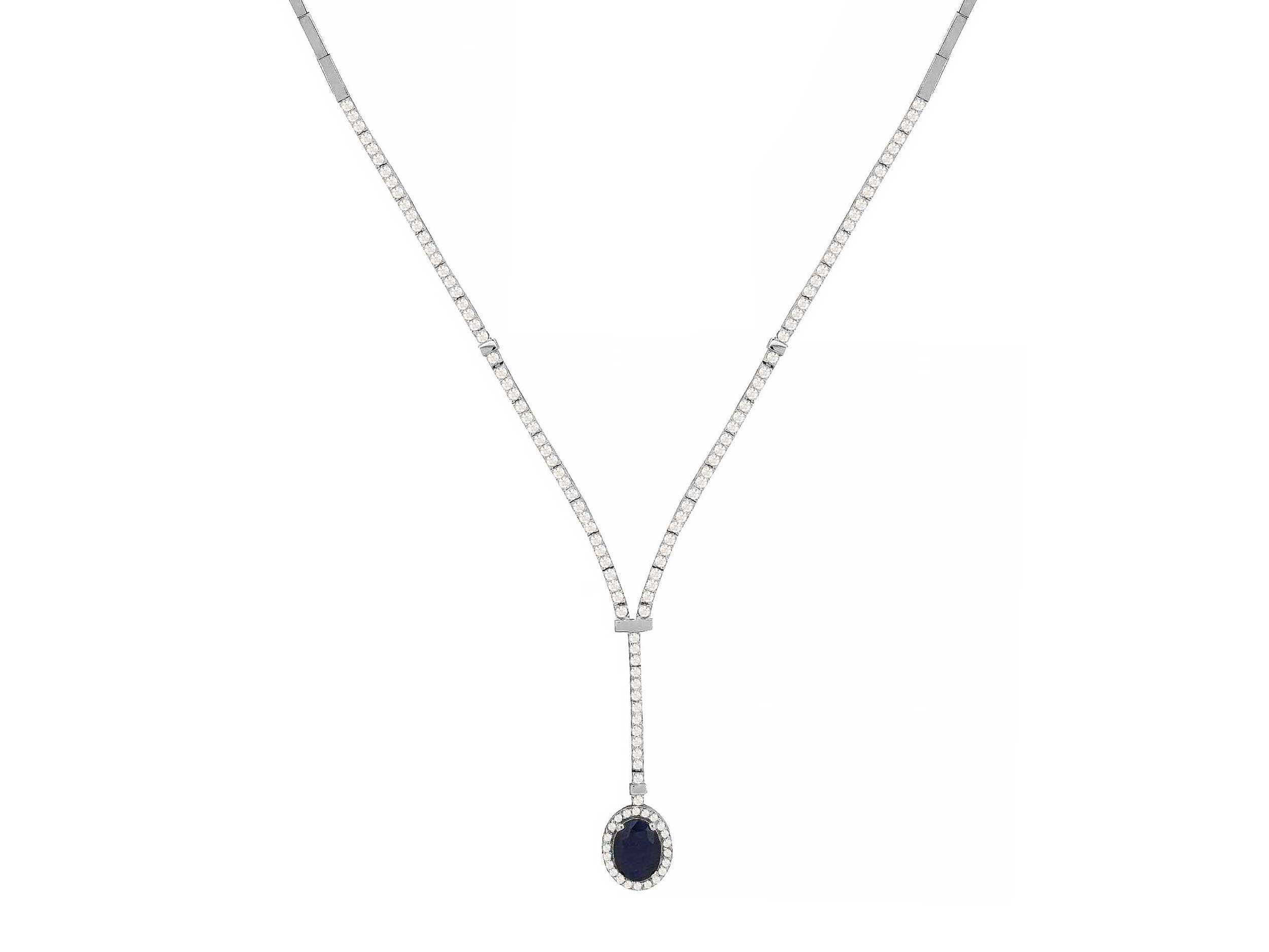 Κρεμαστό Κολιέ Με Ζαφείρι Και Διαμάντια 18Κ Κρεμαστό Κολιέ Με Ζαφείρι Και Διαμάντια 18Κ