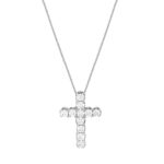 Λευκόχρυσος Σταυρός Με Μπριγιάν Και Αλυσίδα 18Κ