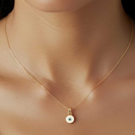 Μενταγιόν Χρυσό Ματάκι 14 Καράτια Με Σμάλτο