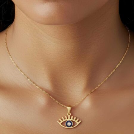 Μενταγιόν Χρυσό Μάτι Για Το Λαιμό 14 Καράτια Με Σμάλτο