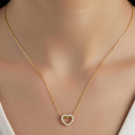Μενταγιόν Καρδιά Με Διαμάντια Σε Χρυσό 18 Καράτια