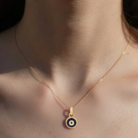 Μενταγιόν Ματάκι Χρυσό 14Κ Διπλής Όψης Με Σμάλτο