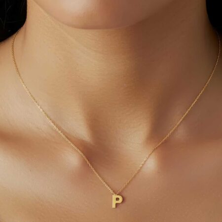 "Ρ" Μονόγραμμα Χρυσό Με Αλυσίδα 9 Καράτια