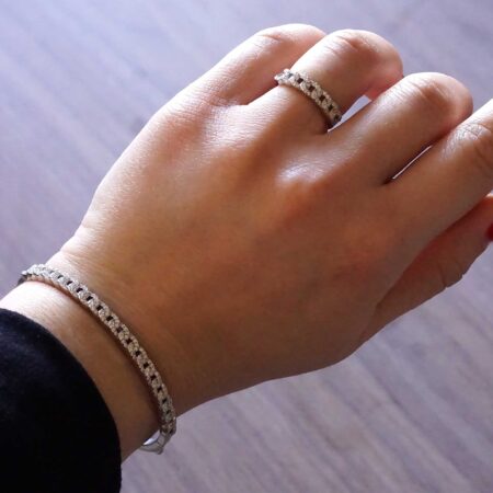 Βραχιόλι Χειροπέδα Ασημένιο 925 Με Ζιργκόν Πέτρες